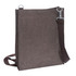 A brown nylon library bag with a shoulder strap and a metal clip, featuring a simple design and no visible branding.