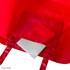 A red nylon foldaway shopping bag featuring an interior pocket. The bag has two handles for carrying.