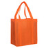 An orange non-woven shopping bag with two handles and a simple design, featuring a logo.