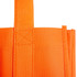 An orange non-woven shopping bag with two handles and textured fabric, featuring a logo.