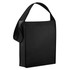 A black non-woven sling bag with a long shoulder strap and a simple design. It features a logo on the front.
