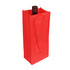 A drink bottle partially visible in a red non-woven single bottle bag with a logo and drawstring handles.