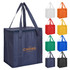A zipped lid cooler bag in navy with two sturdy handles, available in multiple colours and featuring a logo.