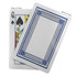 A playing card featuring a queen of spades design on one side and a blue patterned back on the other.