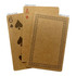 Three eco-friendly playing cards in brown, featuring a six of spades, an ace of diamonds, and a blank back design.