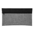 A pencil case featuring a textured grey body and a black zip closure, with a discreet logo.