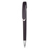 A plastic pen in a dark purple colour with a silver clip and a sleek design. Features a logo on the clip.
