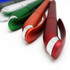 A collection of metallic pens in red, green, silver, and orange, featuring a stylish design and a logo.
