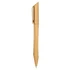 A gold plastic pen with a sleek design and a clip for easy attachment.