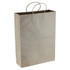 A large brown paper shopping bag with twisted handles and a neutral colour. The bag features a logo.
