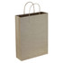 A brown paper trade show bag with two handles. The bag has a plain design and minimalistic features.