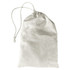 A lightweight, neutral-coloured drawstring bag made of fabric with a simple design and a cord closure.