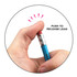 A round mechanical pencil featuring a blue body, red eraser, and a silver mechanism for releasing lead.