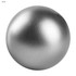 A shiny silver stress ball with a smooth metallic finish, featuring a logo.