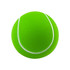 A bright green stress tennis ball with white detailing, featuring a textured surface.
