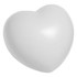 A white heart-shaped stress relief ball with a smooth, glossy surface and a subtle shine.