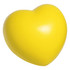 A yellow heart-shaped stress relief toy with a smooth surface and a glossy finish.