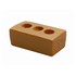 A brown stress brick with three circular indentations on top, designed for stress relief and playful use.