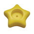 A yellow star-shaped paper clip holder with a central indentation, designed for fun and stress relief.
