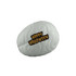 A grey foam stress brain with a logo and Halloween-themed text on the surface.