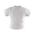 A white, soft stress T-shirt with short sleeves and a ribbed neckline. The item is shaped like a casual shirt.