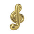 A golden stress relief shape designed like a musical note, featuring a shiny, smooth finish.