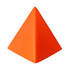 An orange pyramid-shaped stress relief toy with a smooth texture and no visible branding.
