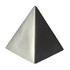 A stress pyramid in a metallic grey finish with a smooth surface, offering a fun shape for stress relief.