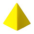 A yellow stress pyramid with a smooth surface, designed for stress relief. It features a simple, clean design.
