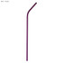 A bent stainless steel straw in purple, measuring 6mm x 266mm, with a shiny finish and a logo.