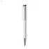 A plastic pen in white with a burgundy top and a silver clip. The pen has a sleek, streamlined design.
