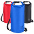 Three 10L dry sacks in red, blue, and black, each with a strap and a logo.