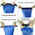 A blue Deluxe Dry Sack – 10L with step-by-step guide for sealing and securing the bag, featuring a logo.