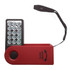 A red 360 Degree Torch with multiple LED lights and a black strap for easy carrying. It features a sliding on/off switch.