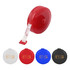 A compact red tape measure with a retractable white tape, alongside three additional coloured options: white, blue, and black.