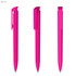 A plastic pen in vibrant pink, featuring a clip and smooth body design. The pen has a shiny, high gloss finish.