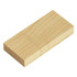 A wooden USB flash drive with a rectangular shape, featuring a smooth, light timber finish and a subtle logo.