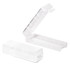 A clear USB drive case with an open lid and a textured design, featuring a logo on the side.