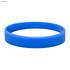 A light blue silicone wristband with a smooth finish and an understated design. It has a logo on it.