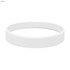 A white silicone wristband with a smooth finish and a simple design, featuring a logo.