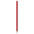 A red wood pencil featuring a sharpened tip and a wooden body, with a logo on the side.
