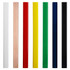 A set of carpenter pencils in various colours: white, natural wood, red, yellow, green, blue, and black.
