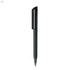 A black plastic pen with a sleek design and a clip for easy attachment. It features a branding logo on the body.