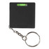 A black Leveller Tape Measure on a keyring, featuring a small level for precise measurements.