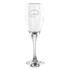 A clear glass champagne flute with a slender stem and a logo on the surface. Holds 170ml.