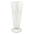 A clear, tall beer glass with a tapered design and a sturdy base.