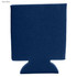 A drink bottle holder in navy blue made of foam, featuring a logo on the surface.