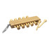 A bamboo golf tee set featuring multiple wooden tees and a clip for easy carrying.