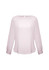 A light pink women's boatneck top with long sleeves and a round hem, featuring a small keyhole detail at the back.