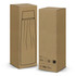 A drink bottle packaging in a brown cardboard box with an illustrated design, featuring a logo.